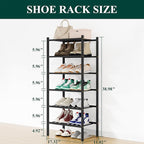 Smiry Shoe Rack, 6 Tier Small Bamboo Shoe Organizer, Stackable Free Standing Wooden Shoe Storage Shelf for Closet, Entryway, 