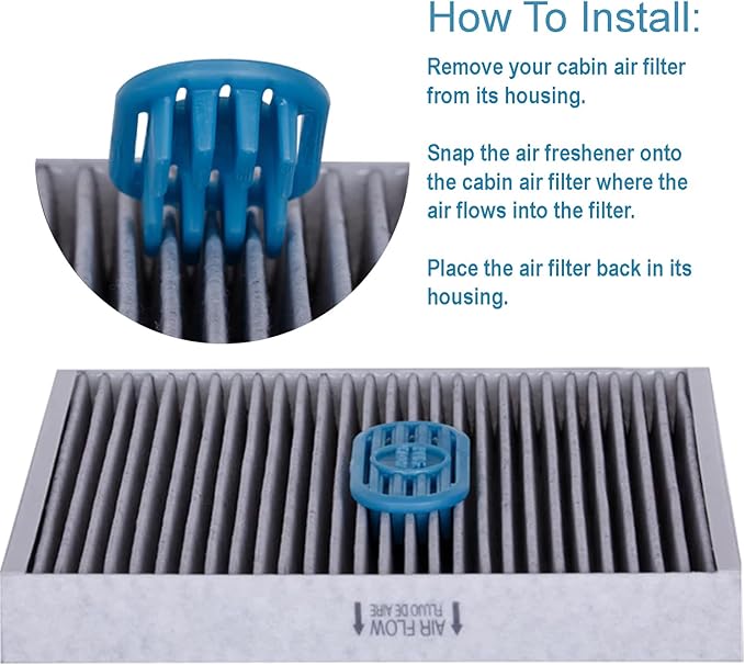 Pureflow Cabin Filter Air Freshener with Odor Eliminator - Fits on Most Car, Truck, and SUV Cabin Air Filters - Fresh Linen (