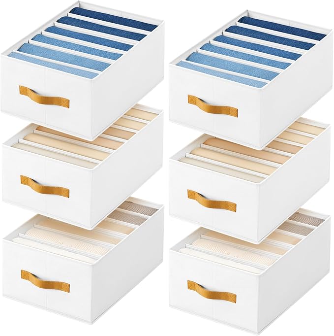 DIMJ Large Wardrobe Clothes Organizer - 8 Packs Fabric Closet Storage Organizer with Handles, Foldable Closet Organizers Divi