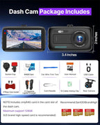 Dash Cam Front and Rear, 2.5K Dual Dash Camera W/ 64GB Card,3" IPS Screen Dash Cam Built-in 5G WiFi, Car Camera with G-Sensor