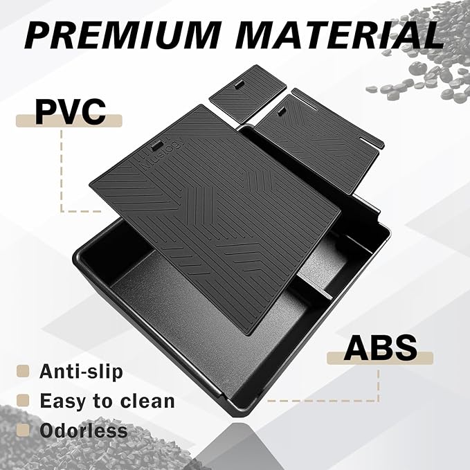 Muslogy Center Console Organizer Compatible with 2025 2026 Toyota 4Runner Accessories Armrest Middle Console Divider Storage Box with Card Slot Tray Divider Insert Organizer ABS Material