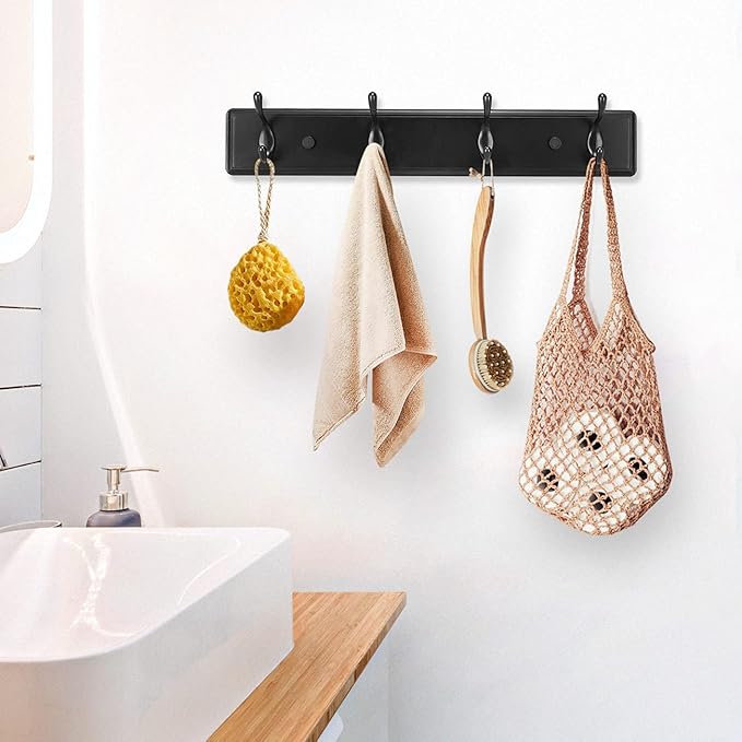 Badiano Wooden Coat Rack, Wall-Mounted Organizer for Closet, Entryway, Hallway, Foyer, Bedroom, Heavy Duty Double Hooks for H