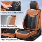 Coverado Car Seat Covers Full Set, Breathable Nappa Leather Seat Covers for Cars, Automotive Seat Covers, Waterproof Front an