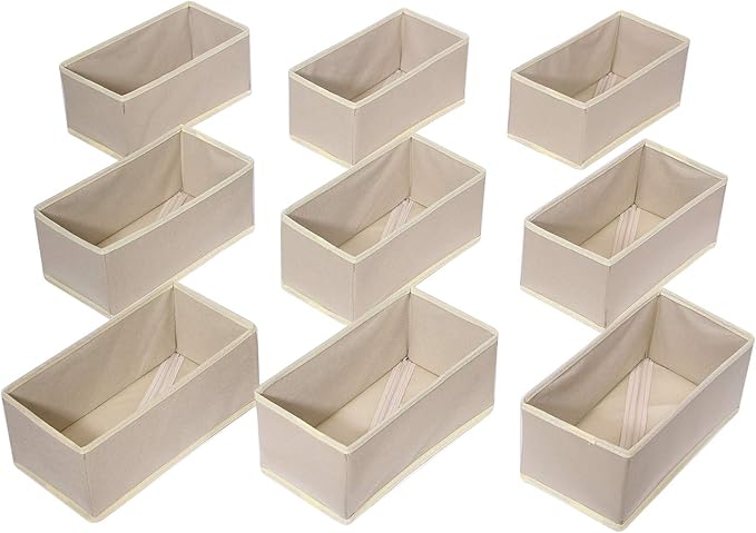 DIOMMELL 9 Pack Foldable Cloth Storage Box Closet Dresser Drawer Organizer Fabric Baskets Bins Containers Divider for Clothes