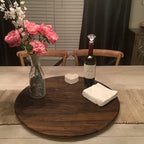 24 Inches Black Walnut Wood Lazy Susan Organizer, Solid Wooden Round Turntable, Rotating Tray for Table Top/Counter Top