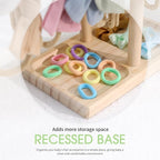 POVETIRE Headband Holder Stand Storage for Baby, 2 Tier Wooden Bow Organizer for Girls Hair Bows, Infant Hair Accessories Rac