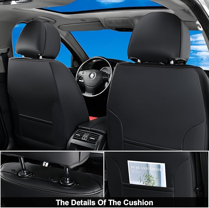 Coverado Car Seat Covers Full Set, Seat Covers for Cars, Car Seat Protector Waterproof, Nappa Car Seat Cushion, Car Seat Cove