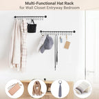 Mkono Hat Rack for Wall Baseball Cap Organizer Hanger with 30 Hooks Modern Metal Hat Holder Wall-Mounted Caps Display for Clo