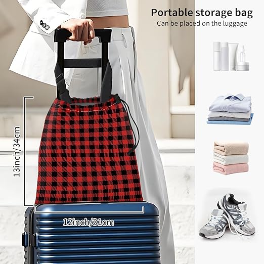 Car Trash Bag Large Hanging Can for Back of Seat, Cute Waterproof Car Garbage Bag for Vehicle, Travelling, Outdoor Black Red Plaid
