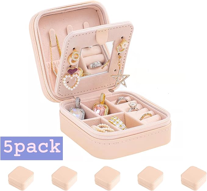 KElofoN Travel jewelry case Travel jewelry box Travel Jewelry Organizer Small Jewelry Organizer Box for Girls Women with Mirr