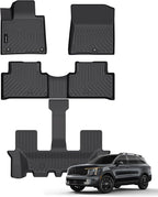 Auxko All Weather Floor Mats Fit for Kia Sorento Gasoline(6/7 Seat) 2021-2025 2026 TPE Liner Sorento 2021-2025 2026 Accessories Set All Season Odorless Anti-Slip Floor Mats