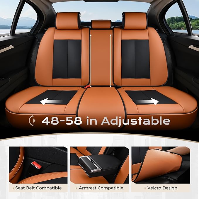 Coverado Car Seat Covers Full Set, Seat Covers for Cars, Black Car Seat Covers Front Seats and Back Car Seat Protector Waterp