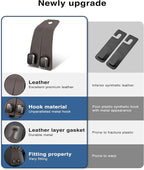 Luxurious Leather Car Purse Holder Hooks - 2PCS Multifunctional Headrest Hangers for Seat Back Storage (Brown)