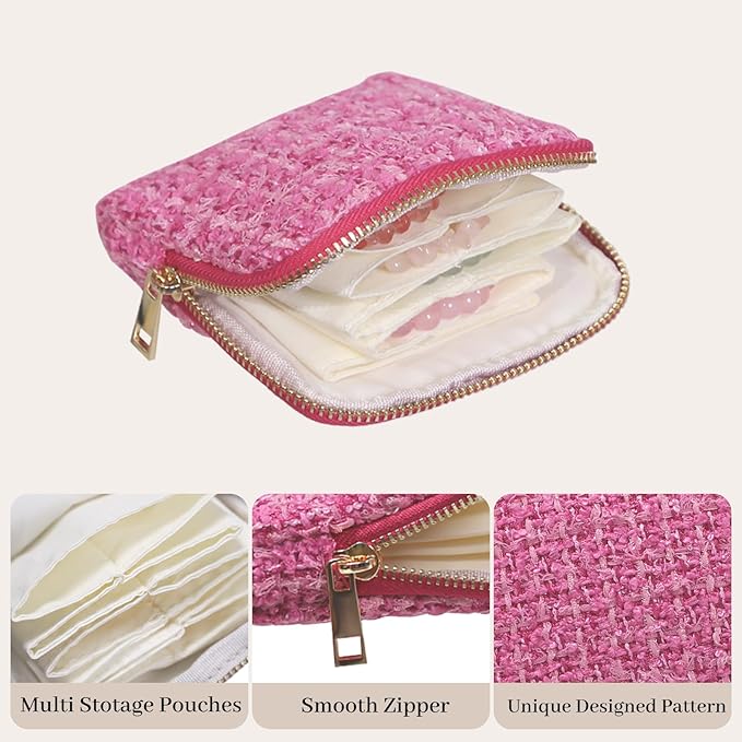 Stratalife Jewelry Travel Case - Small Jewelry Pouch for Bracelets Necklace Bangles Healing Crystal, Portable Earring Ring Or