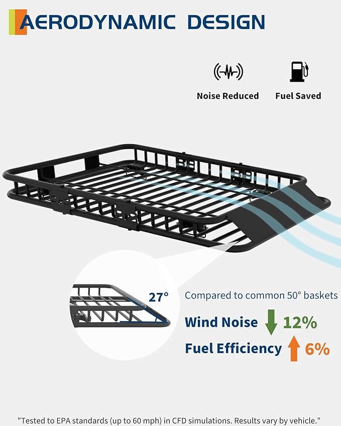 GarveeLife 84 in x 39 in Roof Rack Basket, 200 LBS Capacity Rooftop Cargo Carrier Basket with Extension Luggage Rack Heavy Duty for SUVs, Trucks, Vehicles
