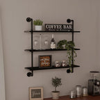 Industrial Pipe Shelf Shelving Bookcase, Wall Mounted Rustic Bookshelf, Floating Bookshelves for Wall,Retro Wood Metal Pipe I