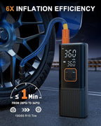 Tire Inflator Portable Air Compressor, 6X Faster 180 PSI Portable Air Compressor, Electric Air Pump for Car Tires with Pressure Gauge-Portable Tire Inflator for Car, Moto, Bicycle, Balls and More