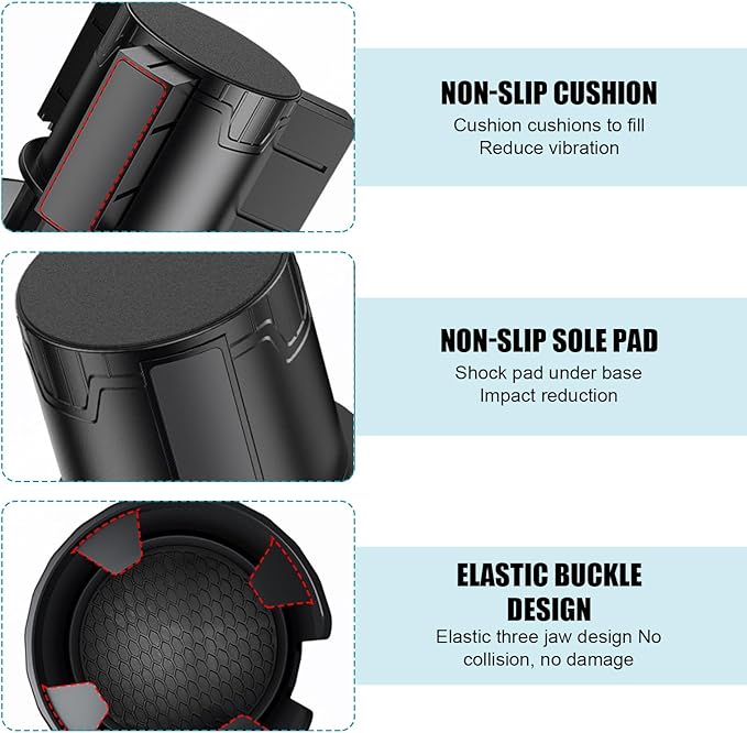 Car Cup Holder Extender, Drink Holder Extender with Extendable Base, Multifunction 360-degree Rotating Water Bottle Adapter, Suitable for Cars Trucks RVs (Black)