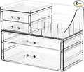 SUOXING Clear Acrylic Makeup Organizer for Vanity,Bathroom,Dresser,4 Drawer Make up Organizers for Counter,Plastic Countertop