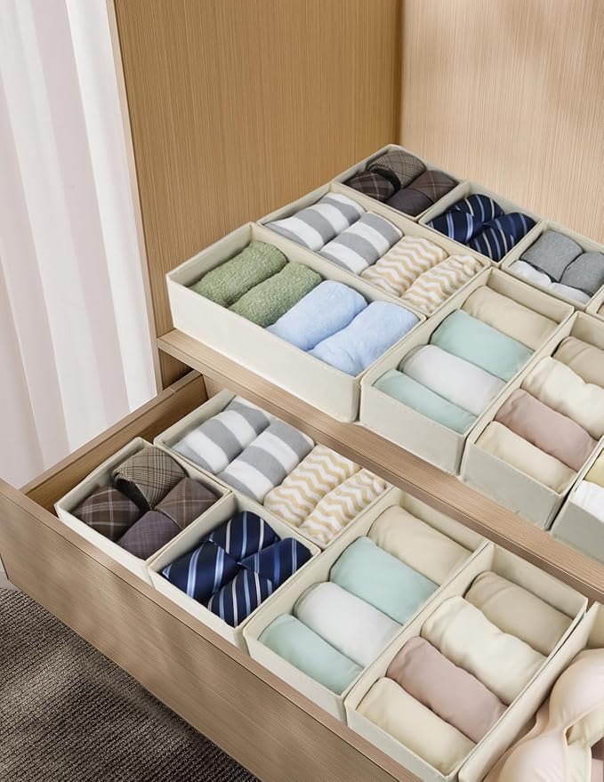 Fordonral Drawer Organizer Clothes, Foldable Fabric Dresser Organizer Closet Organizers and Storage Box for Underwear,Folded 