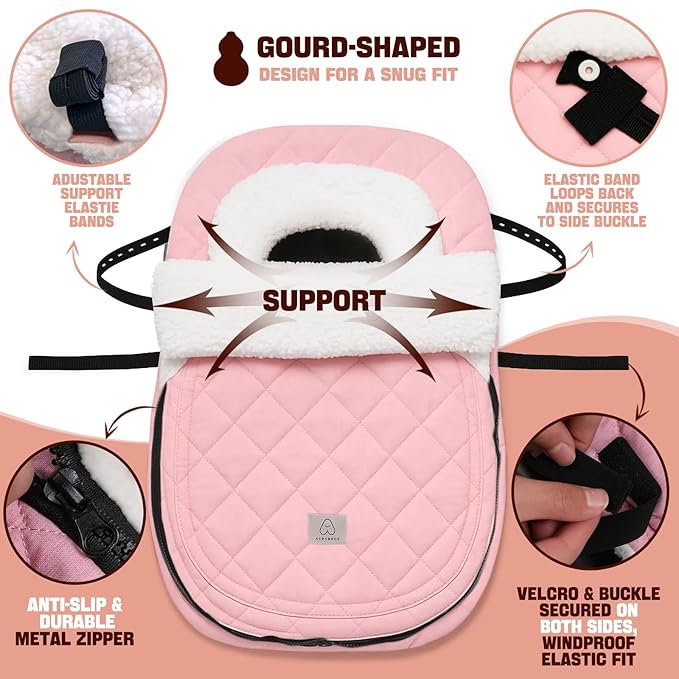 ACRABROS Car Seat Cover Baby: Winter Infant Carseat Canopy for Boy Girl Newborn, Zipper Peeping Window, Warm Cozy Cold Weathe