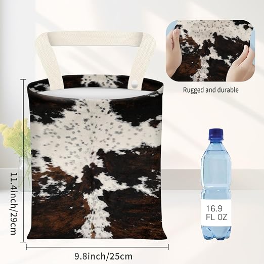 Car Garbage Can, Seat Back Hanging Cute Car Trash Can Bag, Car Organizer and Storage Bag for Travelling, Outdoor Cute Cowhide Pattern