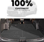 LASFIT Cargo Mat & Backrest Mats for Kia Telluride 2025 2024 2023 2022 2021 2020, All Weather TPE Custom Fit Trunk Mats & Seatback Mats Accessoires for Kia Telluride 2020-2025, Black