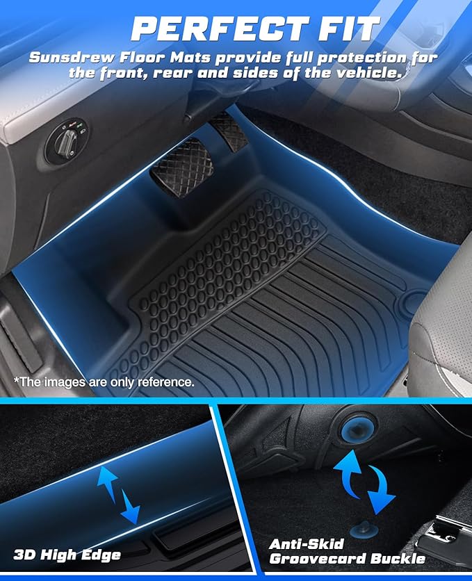 Sunsdrew Premium All-Weather Floor Mats for 2018-2024 Chevy Chevrolet Traverse 7-Seater TPE Heavy-Duty Car Floor Liner for Traverse Accessories(ONLY Fit 2nd Row Bucket Seats)