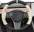 MEWANT Tesla Steering Wheel Cover - Hand Stitched for Model 3 (2017-2023) & Model Y (2020-2023) Accessories