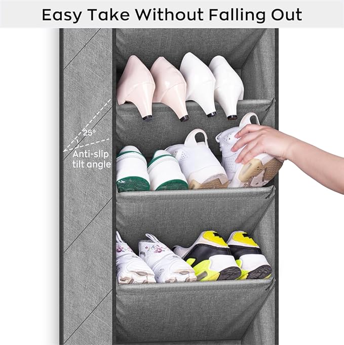 SLEEPING LAMB Shoe Rack for Door with Large Deep Pocket, Over The Door Shoe Organizer for Closet, Dorm and Narrow Hanging Sne