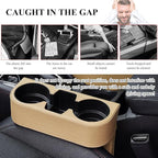 DXNQ Car Cup Holder Gap Filler Organizer, Multifunctional Auto Front Console Gap Filler with Cup Holder, Leather Extra Cup Ho
