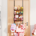 Consumest Over The Door Hooks Organizer - 4 Tier Door Coat Rack with 3 Baskets and 12 Hooks, Stainless Steel Towel Hanger for