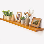 Marsmiles Wood Floating Shelves | 55 Inch Rustic Honey Oak Wall Shelves Set of 2 | 55" W x 7.7" D x 1.6" H Wooden Shelves for