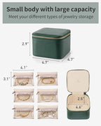 VLANDO Jewelry Travel Case,Travel Jewelry Organizer with Clear Velvet Jewelry Bags 6Pcs Zipper Pouch for Women Girl Christmas