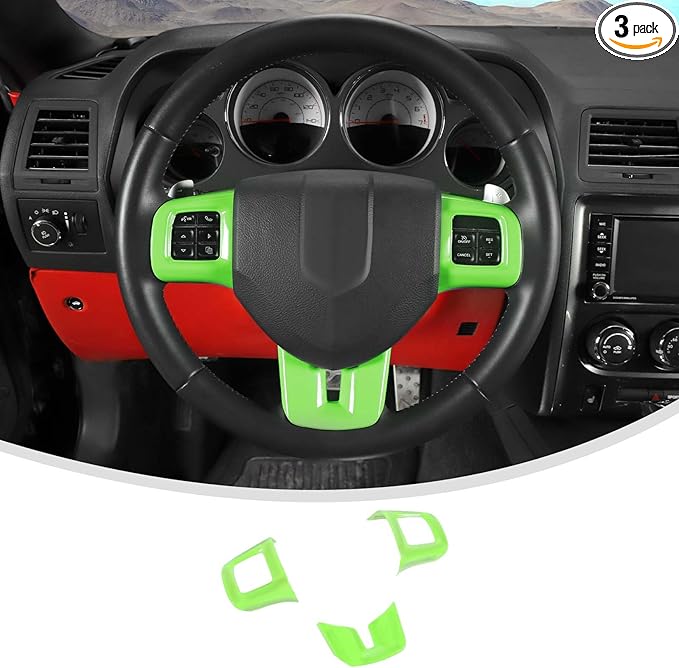 Linskip Steering Wheel Trim Compatible with Dodge Journey 2013-2022 & Charger/Challenger/Durango/Dart 2009-2014, Journey Steering Wheel Cover, Journey Interior Accessories 3Pcs(Light Green)