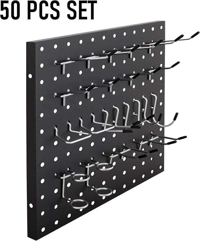 50-Piece Pedboard Hook Set, Durable Metal Hooks for Tool Hangging, Workshop, Garage and Home Organization