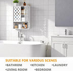 Wall Bathroom Cabinet Over The Toilet, 2-Door White Medicine Cabinet with Shelves, Space-Saving Storage Organizer for Bathroo