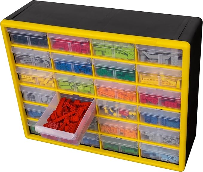 Akro-Mils 24-Drawer Plastic Drawer Storage Cabinet for Garage Organization, Bead Organizer, Building Bricks Storage, Teacher 