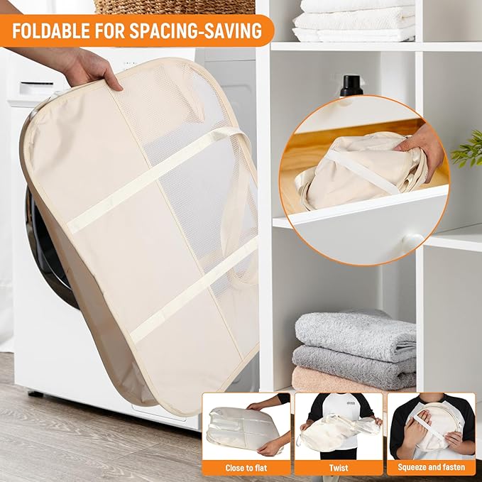 Collapsible Laundry Baskets with Easy Carry Handles, 95L Clothes Hamper for Storage, Foldable Laundry Basket Tear-proof, Larg