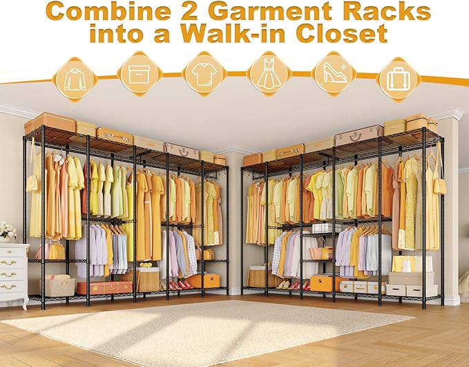 Ulif H50 Extra Large Clothes Rack, Heavy Duty Garment Rack, Freestanding Portable Closet, Clothing Racks for Hanging Clothes,
