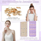 Dynoro Double-Sided Hanging Jewelry Organizer, Lavender Storage Roll for Earrings, Necklaces, Rings, 48 Pockets 21 Hooks, Dur