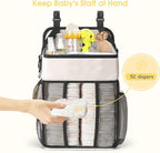 Maliton Hanging Diaper Organizer - Caddy for Changing Table, Crib, Pack n' Play - Stacker Holds 52+ Diapers - Nursery Organiz