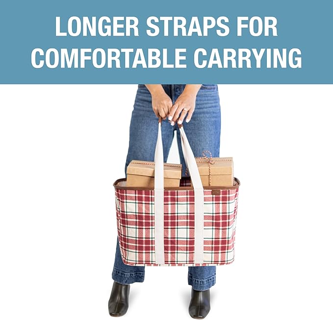 CleverMade Collapsible LUXE Tote - Reusable Grocery Shopping Storage Bag Organizer w/Handles Reinforced Bottom