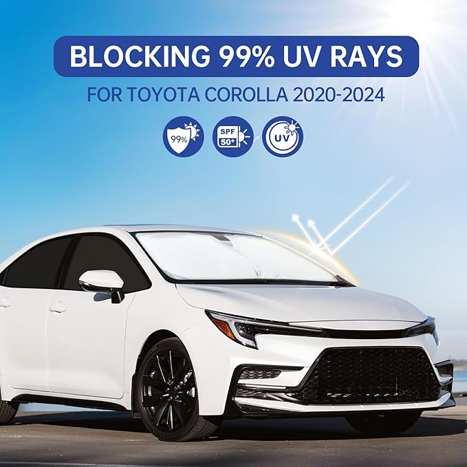 6PCS Car Window Shades for Toyota Corolla 2020-2024, Window Covers for Corolla Windshield Side Rear Windows, Full Set Privacy Protection Car Sunshade with UV Blocking for Camping Napping
