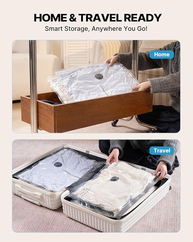 Vacuum Seal Bags for Clothing Travel, VINTAR 16 Pack Vacuum Storage Bags with Rechargeable Wireless Pump, Space Saver Bags(4 