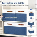 13x13 Storage Cubes 4-Pack, Large Foldable Fabric Cube Storage Bin with Reinforced Bottom and Labels, Organizer Baskets for S