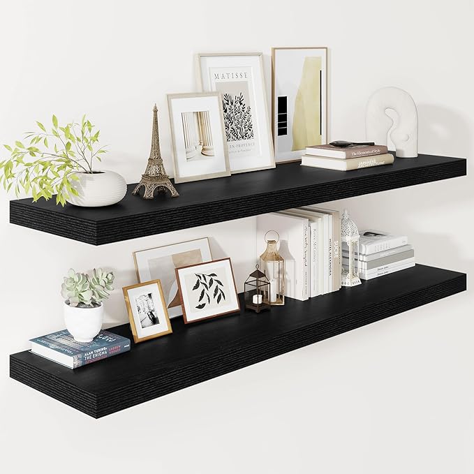 Vivelove 2 inch Thick Floating Shelves for Wall 48 Inches Long, 12" Deep Wall Shelves, for Bedroom, Bathroom, Living Room, Ki