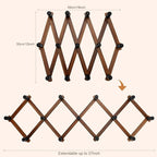Accordion Wall Hanger, Wood Expandable Wall Mounted Hanger with 13 Hooks for Coats,Hats,Coffee Mug Ect,1 Pack Included,13 Peg
