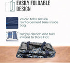 Extra Large Utility Tote Bag - Oversized Collapsible Tote with Wire Frame, Durable Reusable for Beach, Groceries, Laundry, Car Trunk, Storage and Travel - Includes 5x7 Bag with Hook - Blue Snowflake