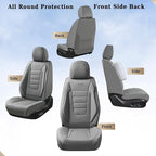 Coverado Front Seat Covers, Car Seat Cover, Gray Seat Covers for Cars, Car Seat Protector, 2PCS Waterproof Faux Leather Car S